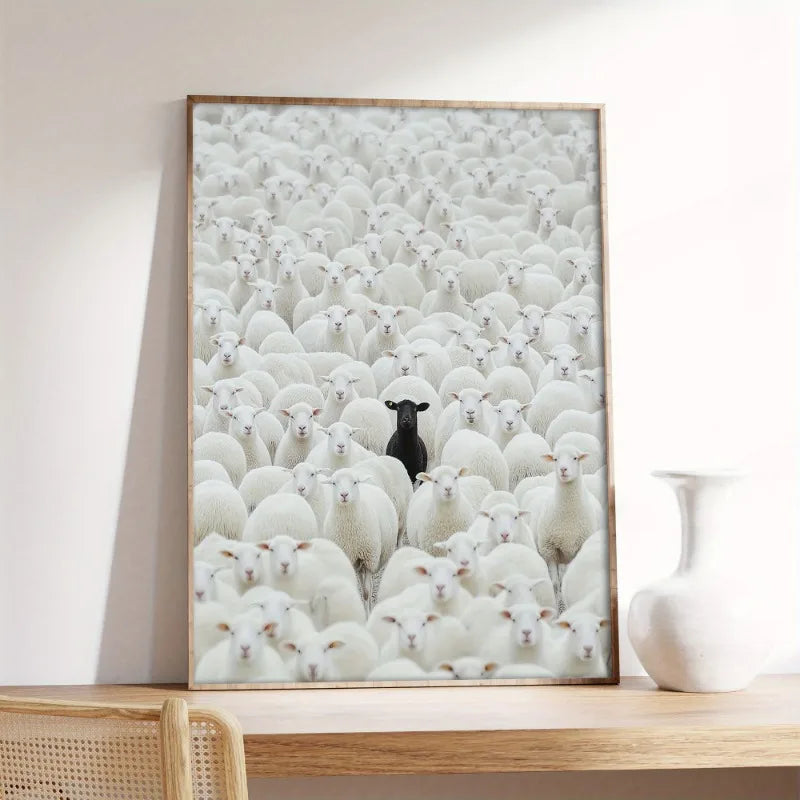 Black Sheep in the Crowd – Modern Statement Canvas Wall Art