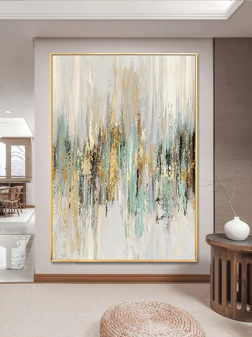 Golden Harmony – Hand-Painted Abstract Canvas Wall Art