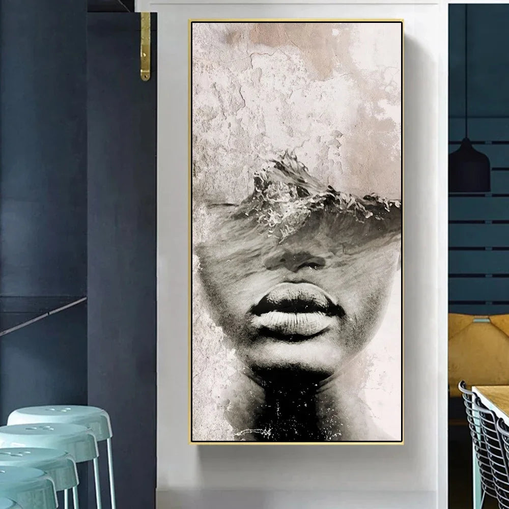 Ethereal Vision – Hand-Painted Abstract Portrait Canvas Wall Art