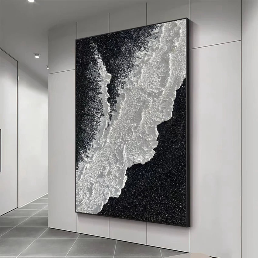 Luxury Black & White Abstract Texture Canvas – Modern Statement Wall Art