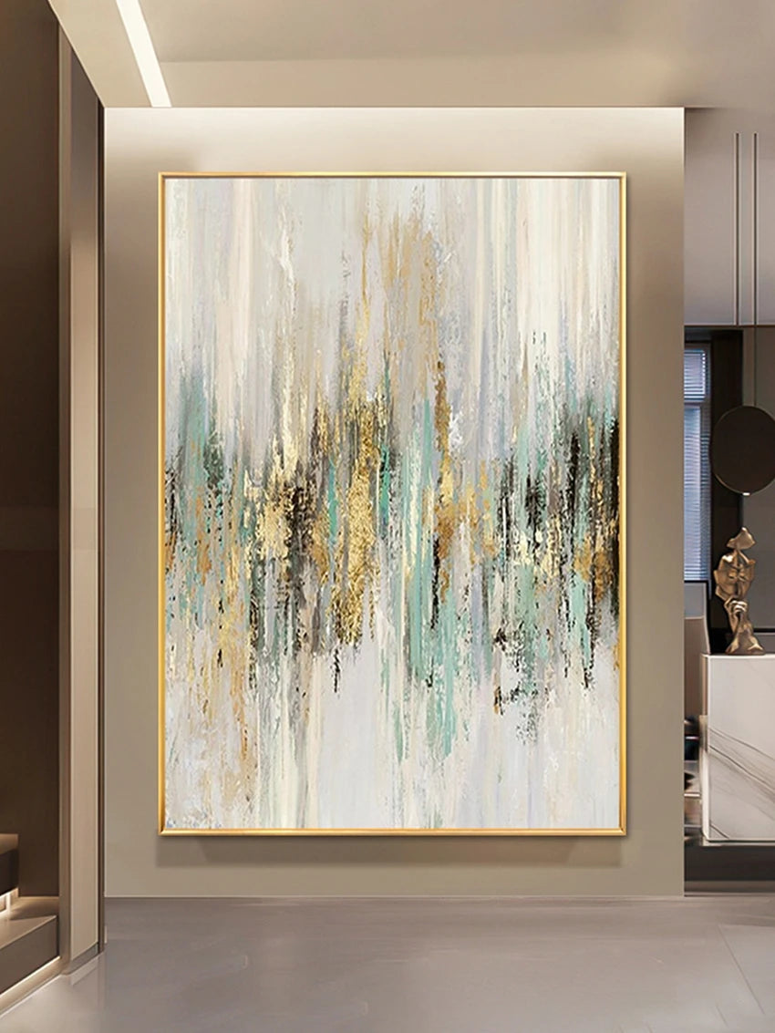 Golden Harmony – Hand-Painted Abstract Canvas Wall Art