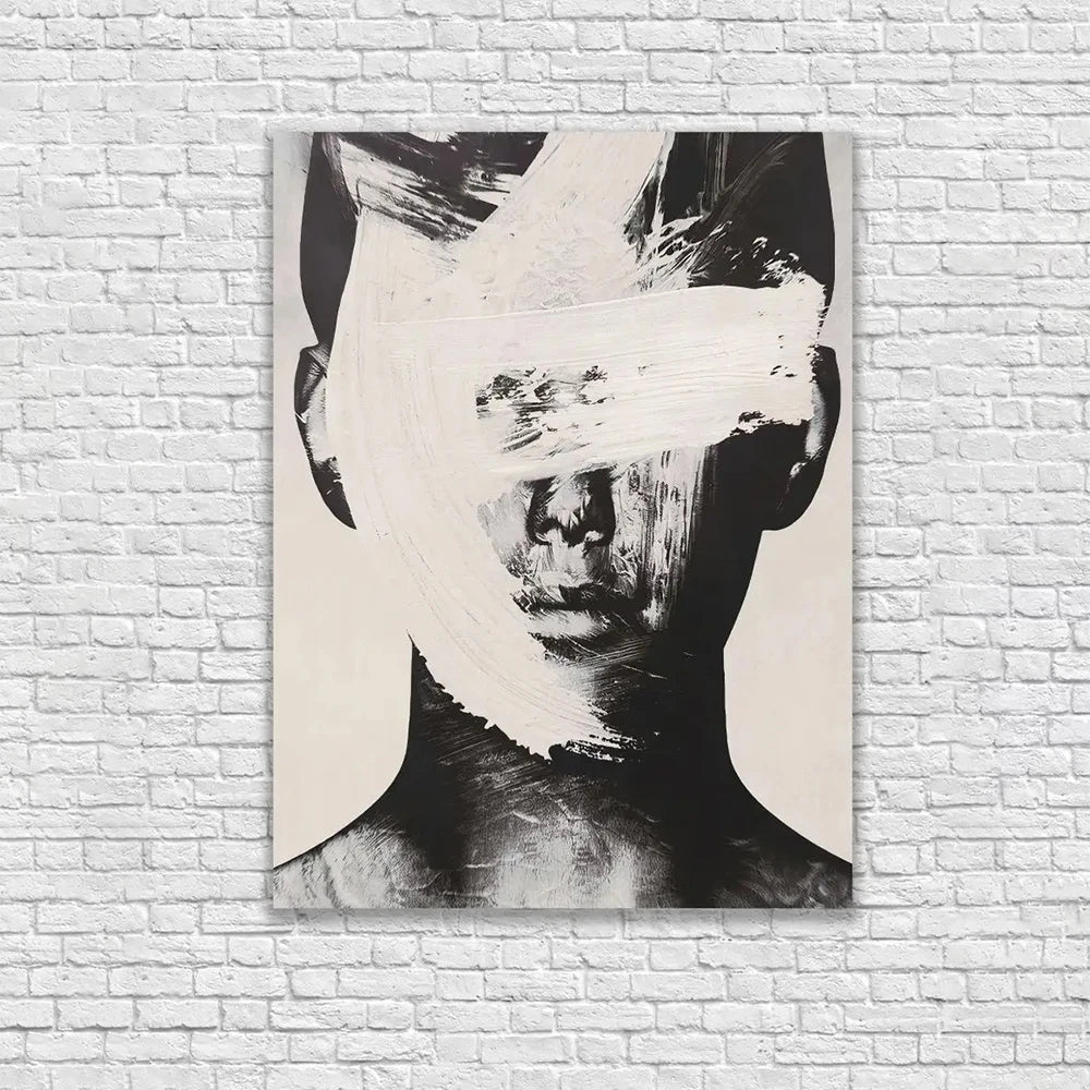Abstract Face Wall Art – Black & White Minimalist Canvas | Modern Contemporary Statement Piece
