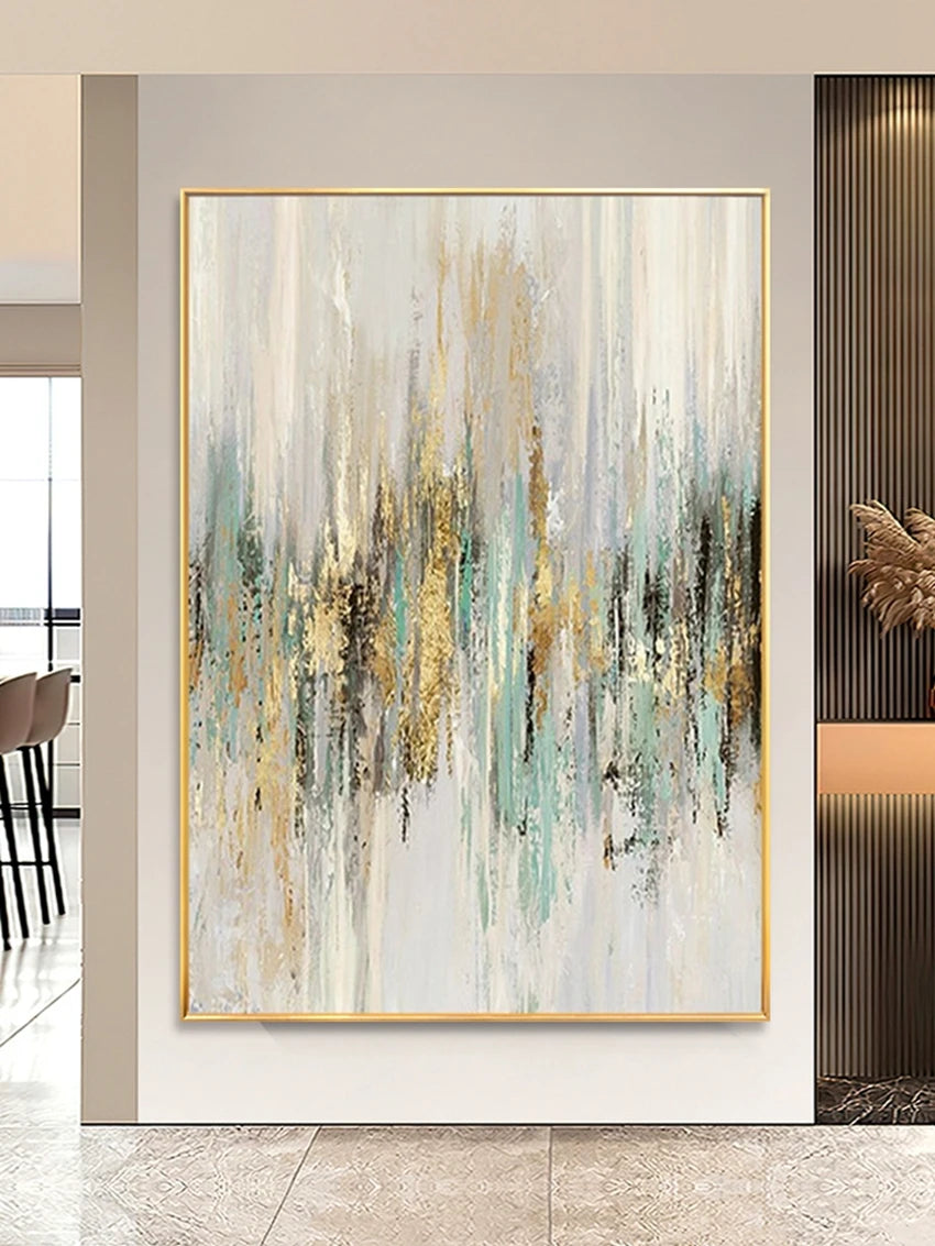 Golden Harmony – Hand-Painted Abstract Canvas Wall Art
