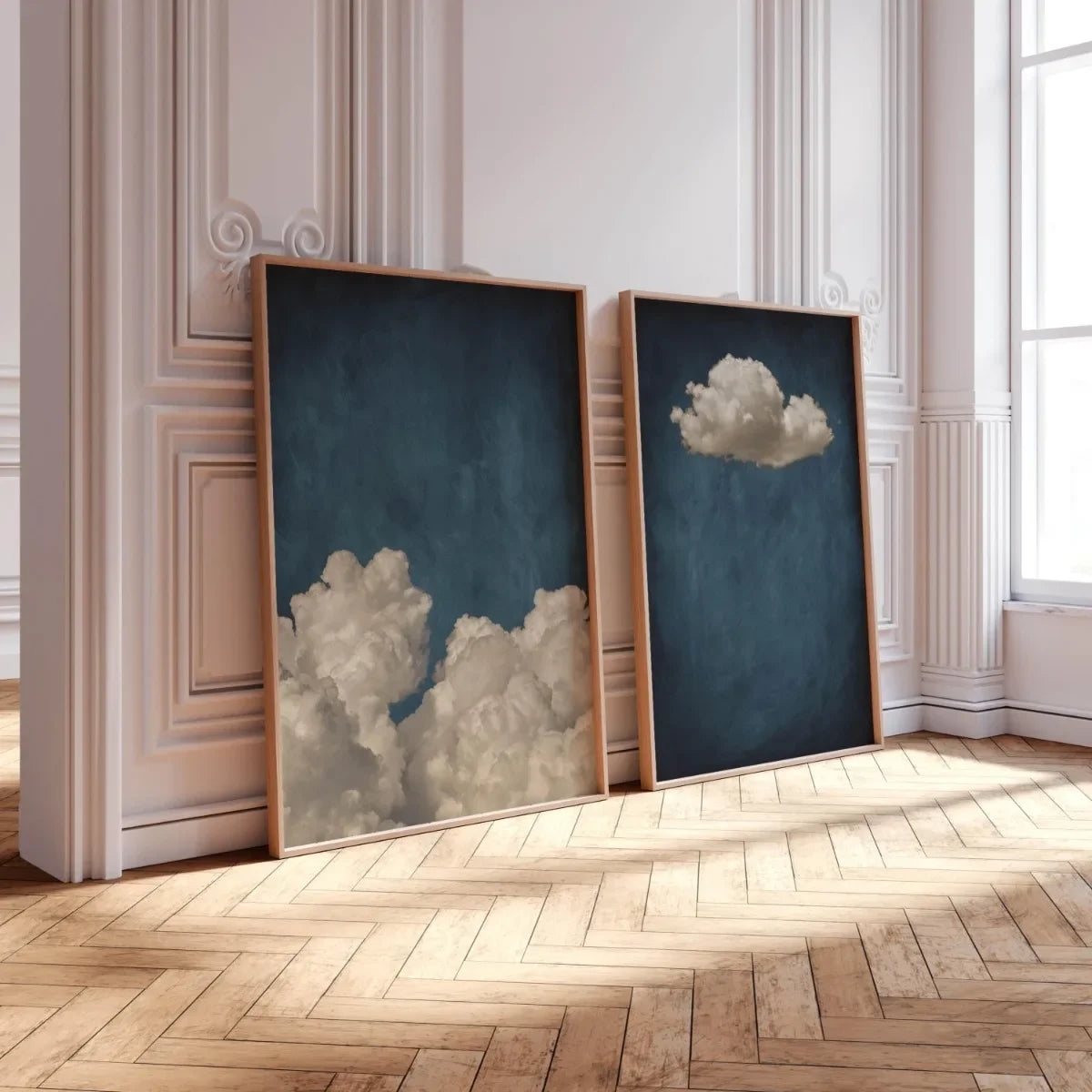 Minimalist Cloud Wall Art Set – Blue & White Scandinavian Canvas Prints