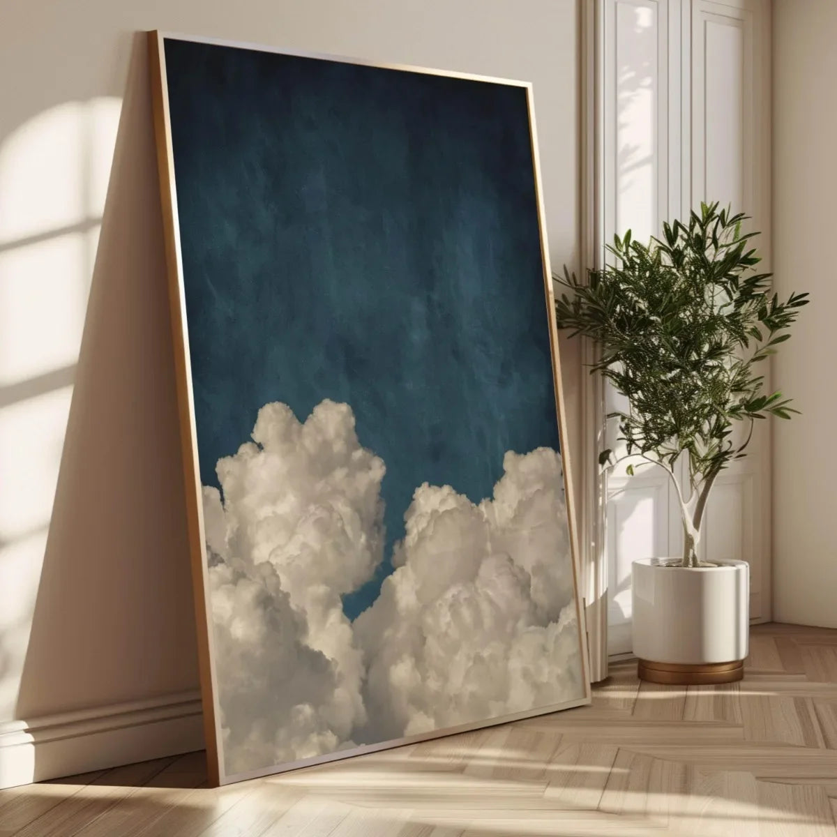 Minimalist Cloud Wall Art Set – Blue & White Scandinavian Canvas Prints