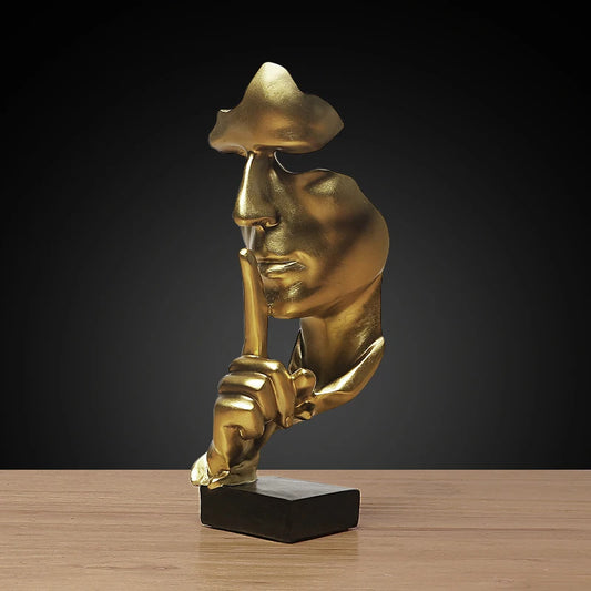 Golden Abstract Face Sculpture – Modern Home & Office Decor