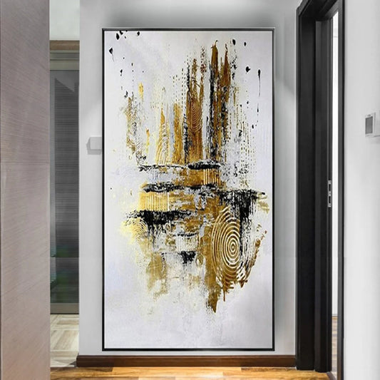 Luxury Abstract Gold Wall Art – Hand-Painted Textured Canvas for Modern Interiors