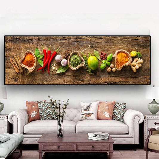 Colorful Spice & Herb Kitchen Wall Art – Modern Food Canvas Print