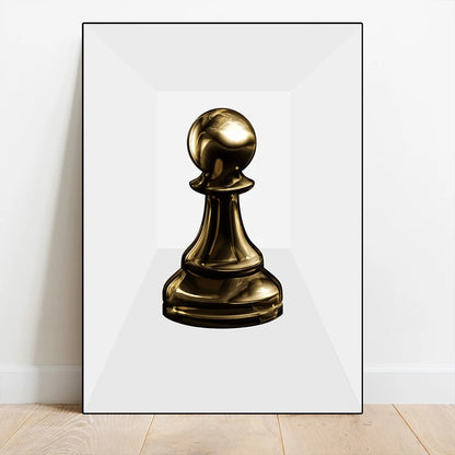 3D Golden Chess Piece Posters