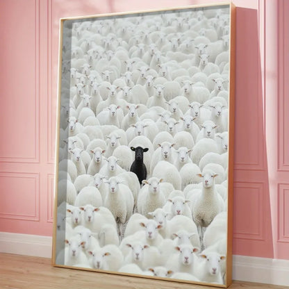 Black Sheep in the Crowd – Modern Statement Canvas Wall Art