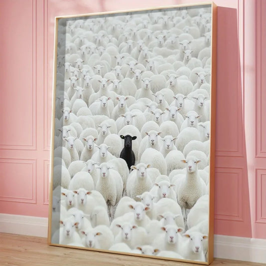 Black Sheep in the Crowd – Modern Statement Canvas Wall Art