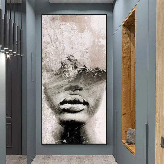 Ethereal Vision – Hand-Painted Abstract Portrait Canvas Wall Art