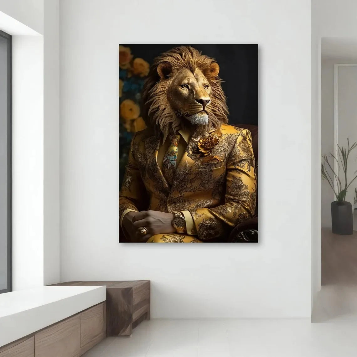 Regal Lion in Gold – Luxury Statement Wall Art