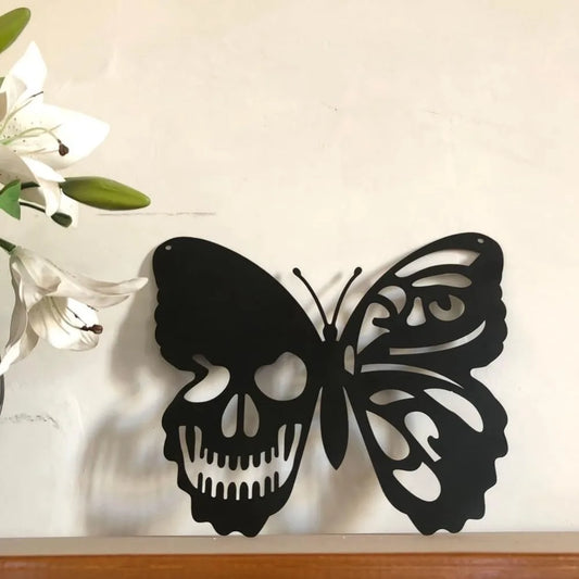 Skull & Butterfly Metal Wall Art