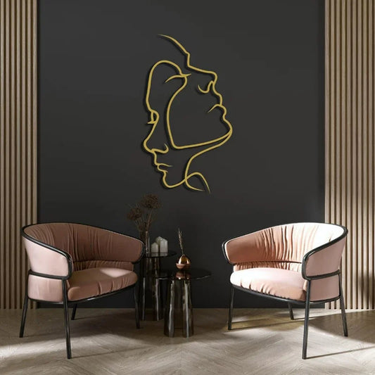 Gold Minimalist Face Line Art Wall Décor