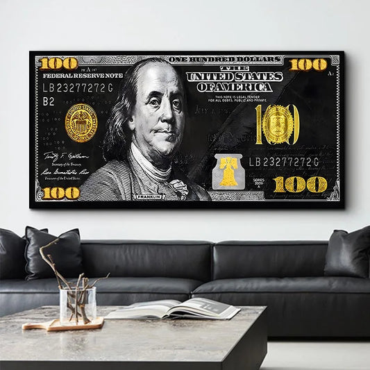 Golden $100 Bill – Luxury Money Wall Art