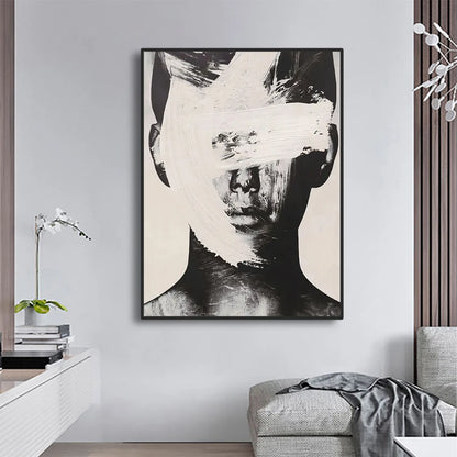 Abstract Face Wall Art – Black & White Minimalist Canvas | Modern Contemporary Statement Piece