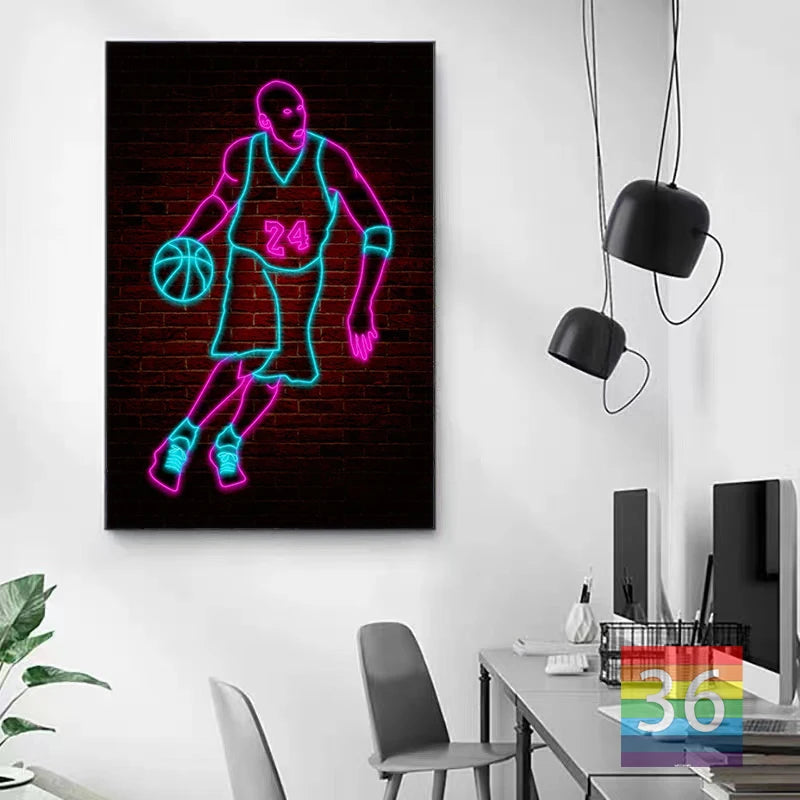 Basketball Neon Poster