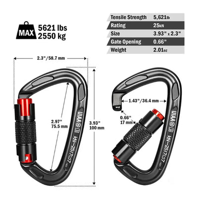 24KN Auto Lock Climbing Carabiner