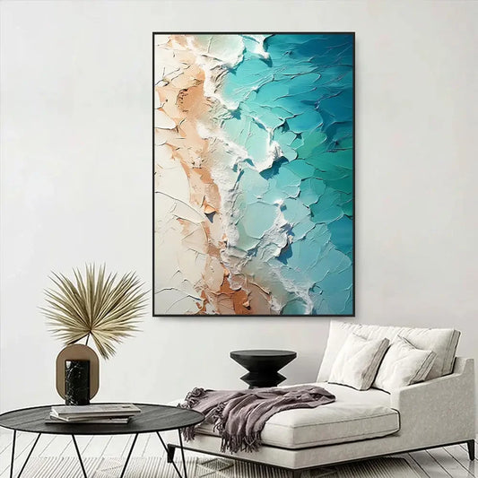 Ocean Breeze – Hand-Painted Abstract Turquoise Canvas Wall Art