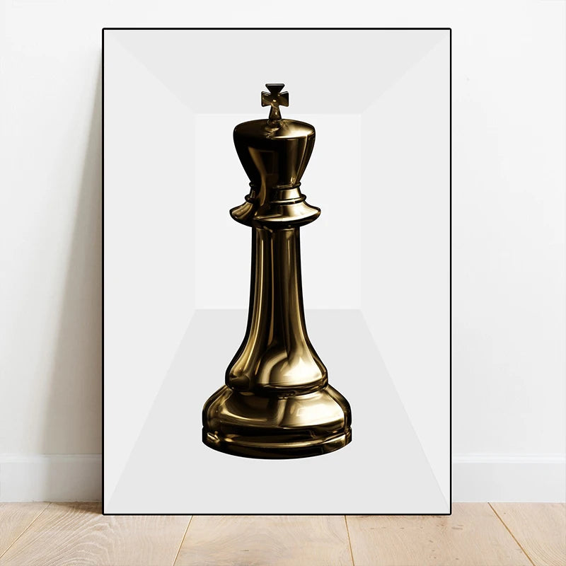 3D Golden Chess Piece Posters