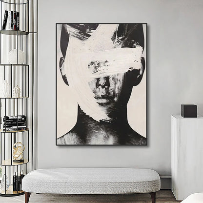 Abstract Face Wall Art – Black & White Minimalist Canvas | Modern Contemporary Statement Piece