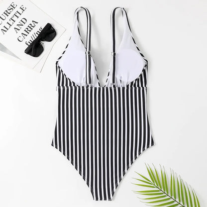 Striped One Piece Vintage Swimsuit