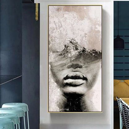 Ethereal Vision – Hand-Painted Abstract Portrait Canvas Wall Art