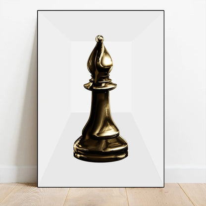 3D Golden Chess Piece Posters