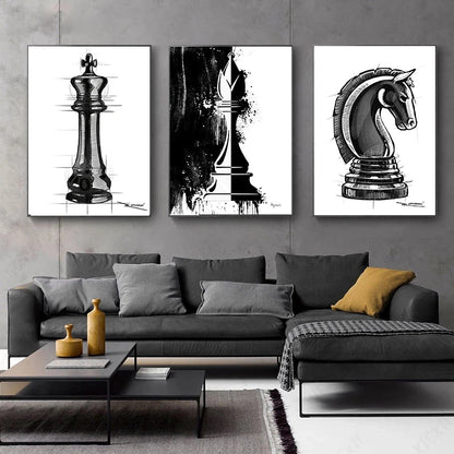 Chess Pencil Sketch Art Poster