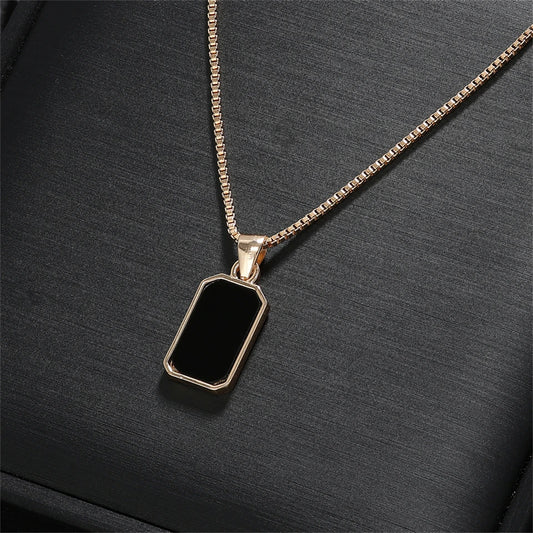Minimalist Black Onyx Pendant Necklace – Elegant Unisex Design