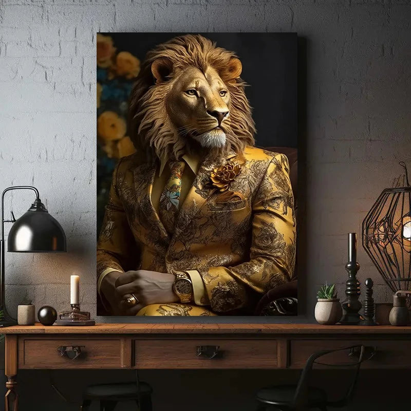 Regal Lion in Gold – Luxury Statement Wall Art