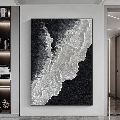 Luxury Black & White Abstract Texture Canvas – Modern Statement Wall Art