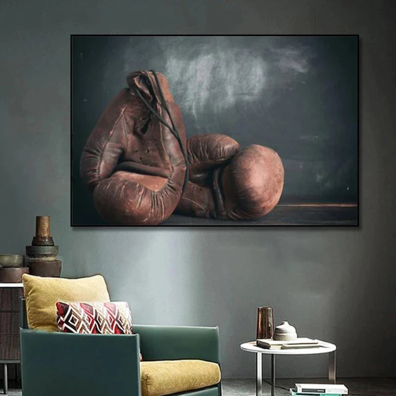 Old Boxing Gloves Canvas Painting