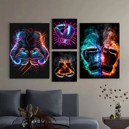 Neon Boxing Gloves Wall Art