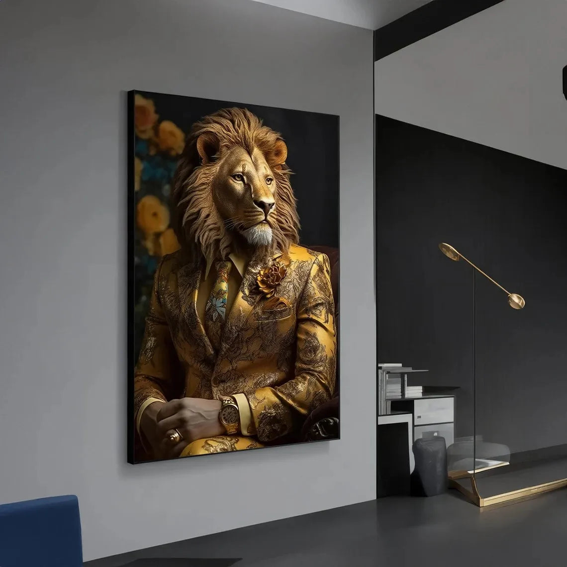 Regal Lion in Gold – Luxury Statement Wall Art