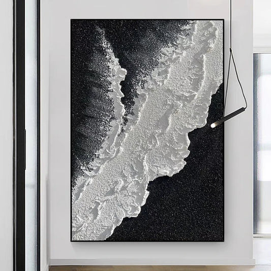 Luxury Black & White Abstract Texture Canvas – Modern Statement Wall Art