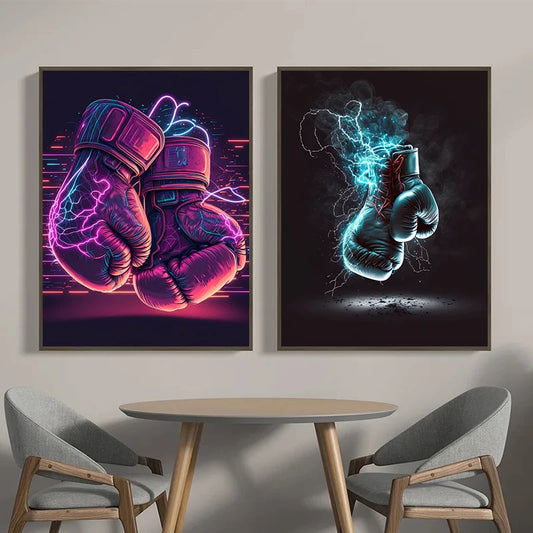 Neon Boxing Gloves Wall Art